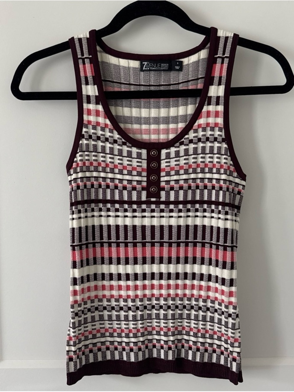 New York & CompanyWomen's Burgundy and Cream Striped Tank Top